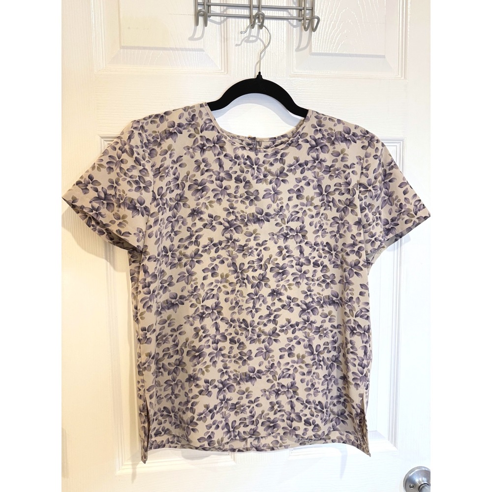 Norton McNaughton Petite Floral Print Short Sleeve Top Blouse 8P
